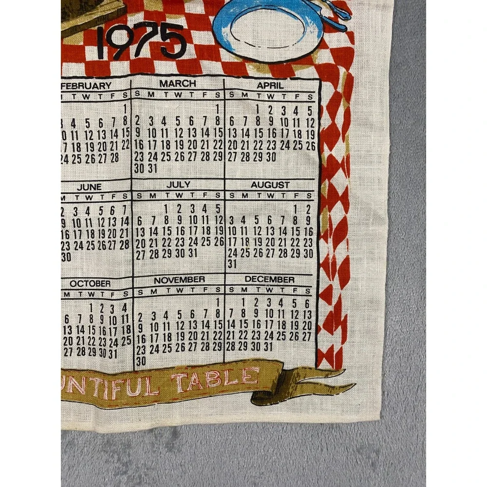 Textilimpex Linen Calendar Tea Towels 1975 1976 Birds‎ Bountiful Table Retro VTG